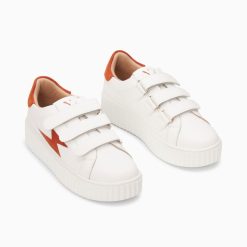 Vanessa Wu Sneakers | Baskets Eclair Kim Blanc Et Orange A Scratchs