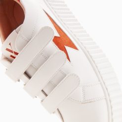 Vanessa Wu Sneakers | Baskets Eclair Kim Blanc Et Orange A Scratchs