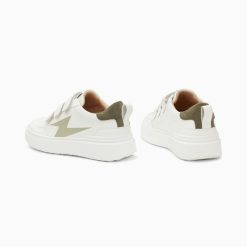 Vanessa Wu Sneakers | Baskets Eclair Lison Blanc Et Kaki A Scratchs