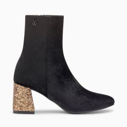 Vanessa Wu Bottines | Bottines New York Noires A Talon Paillete Bronze