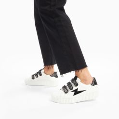 Vanessa Wu Sneakers | Baskets Eclair Ingrid Blanc Et Noir Zebre A Scratchs