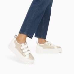 Vanessa Wu Sneakers | Baskets Bridget Beige Et Or Zebre A Plateforme