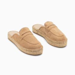 Vanessa Wu Sandales Plates | Mules Claudie Beiges A Semelle Espadrille