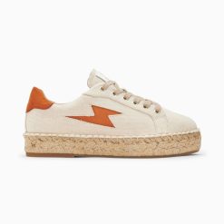 Vanessa Wu Sneakers | Baskets Eclair April Beige Et Orange A Semelle Espadrille