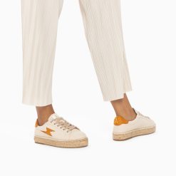 Vanessa Wu Sneakers | Baskets Eclair April Beige Et Orange A Semelle Espadrille