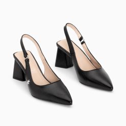 Vanessa Wu Escarpins | Escarpins Slingback Lara Noirs A Bout Pointu