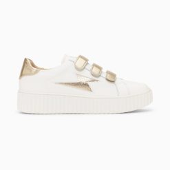 Vanessa Wu Sneakers | Baskets Eclair Marilou Blanc Et Or A Scratchs