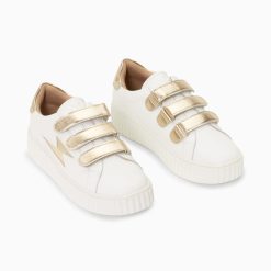 Vanessa Wu Sneakers | Baskets Eclair Marilou Blanc Et Or A Scratchs