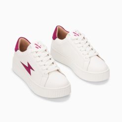 Vanessa Wu Sneakers | Baskets Eclair Tiff Blanc Et Magenta A Lacets