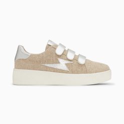 Vanessa Wu Sneakers | Baskets Eclair Wissem Beige Et Argent A Scratchs