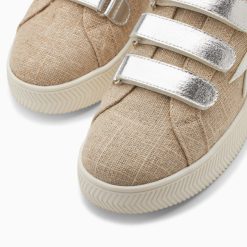 Vanessa Wu Sneakers | Baskets Eclair Wissem Beige Et Argent A Scratchs