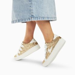 Vanessa Wu Sneakers | Baskets Eclair Marielle A Paillettes Or