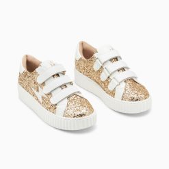 Vanessa Wu Sneakers | Baskets Eclair Marielle A Paillettes Or