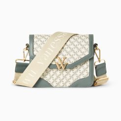 Vanessa Wu Sacs | Petit Sac Cartable Karen Vert A Toile Monogramme