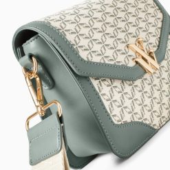 Vanessa Wu Sacs | Petit Sac Cartable Karen Vert A Toile Monogramme