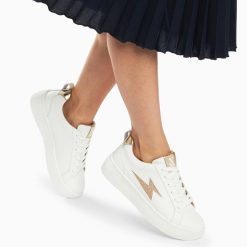 Vanessa Wu Sneakers | Baskets Eclair Tania Blanc Et Or A Paillettes