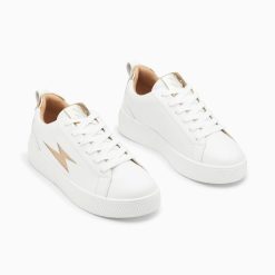 Vanessa Wu Sneakers | Baskets Eclair Tania Blanc Et Or A Paillettes