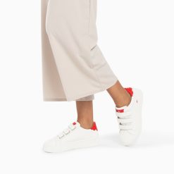 Vanessa Wu Sneakers | Baskets Mini Eclair Solange Blanc Et Rouge A Scratchs