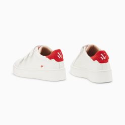 Vanessa Wu Sneakers | Baskets Mini Eclair Solange Blanc Et Rouge A Scratchs