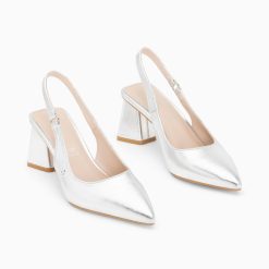 Vanessa Wu Escarpins | Escarpins Slingback Lara Argent A Bout Pointu