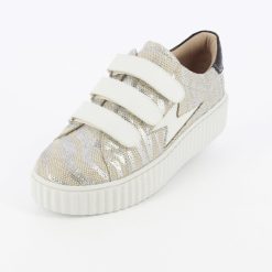 Vanessa Wu Sneakers | Baskets Eclair Lindsey Effet Toile De Jute Beige Et Argent