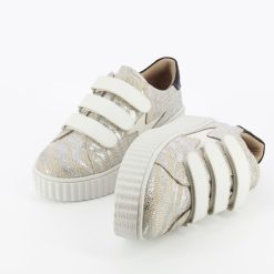 Vanessa Wu Sneakers | Baskets Eclair Lindsey Effet Toile De Jute Beige Et Argent