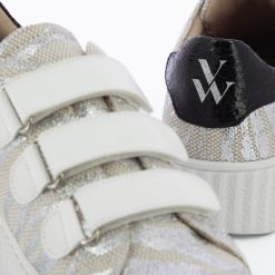 Vanessa Wu Sneakers | Baskets Eclair Lindsey Effet Toile De Jute Beige Et Argent