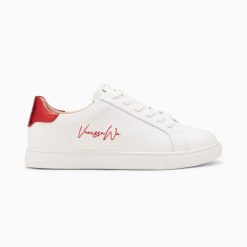 Vanessa Wu Sneakers | Baskets Isabella Blanc Et Rouge A Lacets