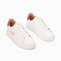 Vanessa Wu Sneakers | Baskets Isabella Blanc Et Rouge A Lacets