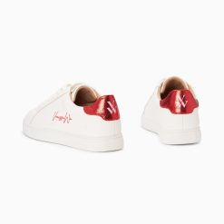 Vanessa Wu Sneakers | Baskets Isabella Blanc Et Rouge A Lacets