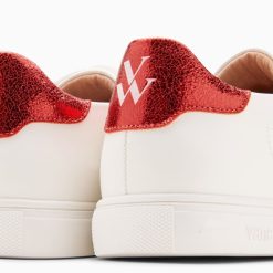 Vanessa Wu Sneakers | Baskets Isabella Blanc Et Rouge A Lacets