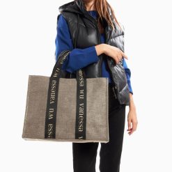 Vanessa Wu Sacs | Sac Shopper Maisie Oversize Taupe Et Noir