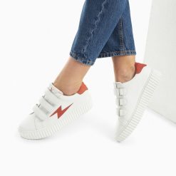 Vanessa Wu Sneakers | Baskets Eclair Vicky Blanc Et Brique A Scratchs