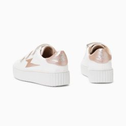 Vanessa Wu Sneakers | Baskets Eclair Eva Blanc Et Rose Gold Serpent A Scratchs