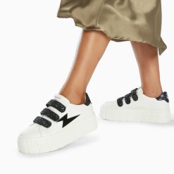 Vanessa Wu Sneakers | Baskets Eclair Eve Blanc Et Noir A Plateforme