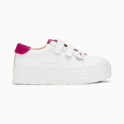 Vanessa Wu Sneakers | Baskets Coraline Blanc Et Fuchsia A Plateforme