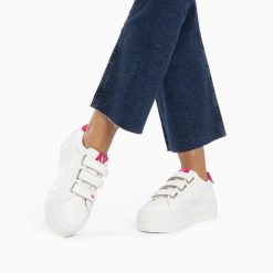 Vanessa Wu Sneakers | Baskets Coraline Blanc Et Fuchsia A Plateforme