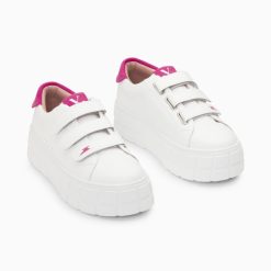 Vanessa Wu Sneakers | Baskets Coraline Blanc Et Fuchsia A Plateforme