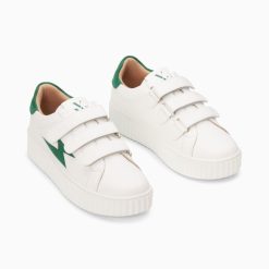 Vanessa Wu Sneakers | Baskets Eclair Kim Blanc Et Vert Fonce A Scratchs