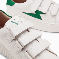 Vanessa Wu Sneakers | Baskets Eclair Kim Blanc Et Vert Fonce A Scratchs