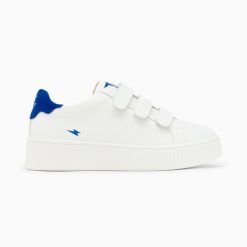 Vanessa Wu Sneakers | Baskets Mini Eclair Solange Blanc Et Bleu A Scratchs