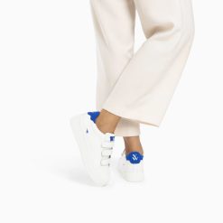 Vanessa Wu Sneakers | Baskets Mini Eclair Solange Blanc Et Bleu A Scratchs