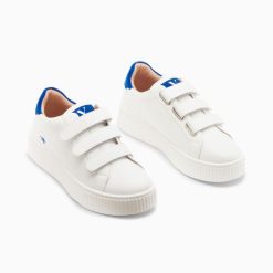 Vanessa Wu Sneakers | Baskets Mini Eclair Solange Blanc Et Bleu A Scratchs