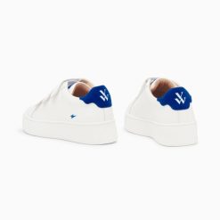 Vanessa Wu Sneakers | Baskets Mini Eclair Solange Blanc Et Bleu A Scratchs