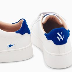 Vanessa Wu Sneakers | Baskets Mini Eclair Solange Blanc Et Bleu A Scratchs