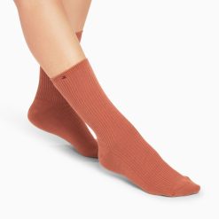 Vanessa Wu Chaussettes | Chaussettes Ella Brique Cotelees