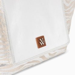 Vanessa Wu Sacs | Cabas Roxanna Argent Imprime Zebre A Pochette