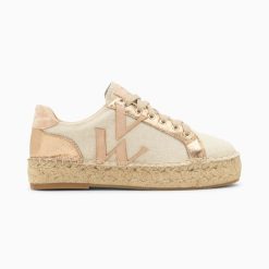 Vanessa Wu Sneakers | Baskets Monogramme Aurore Rose Et Rose Gold A Semelle Espadrille