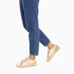 Vanessa Wu Sneakers | Baskets Monogramme Aurore Rose Et Rose Gold A Semelle Espadrille