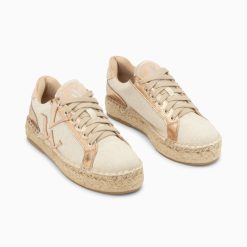 Vanessa Wu Sneakers | Baskets Monogramme Aurore Rose Et Rose Gold A Semelle Espadrille